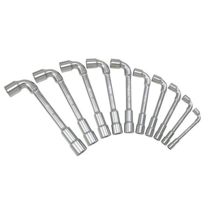 Jeu de 10 clés à pipe débouchées métriques - 6 pans - en boîte