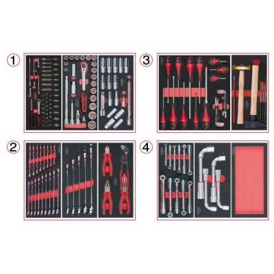 Composition d'outils 4 tiroirs pour servante, 173 pièces