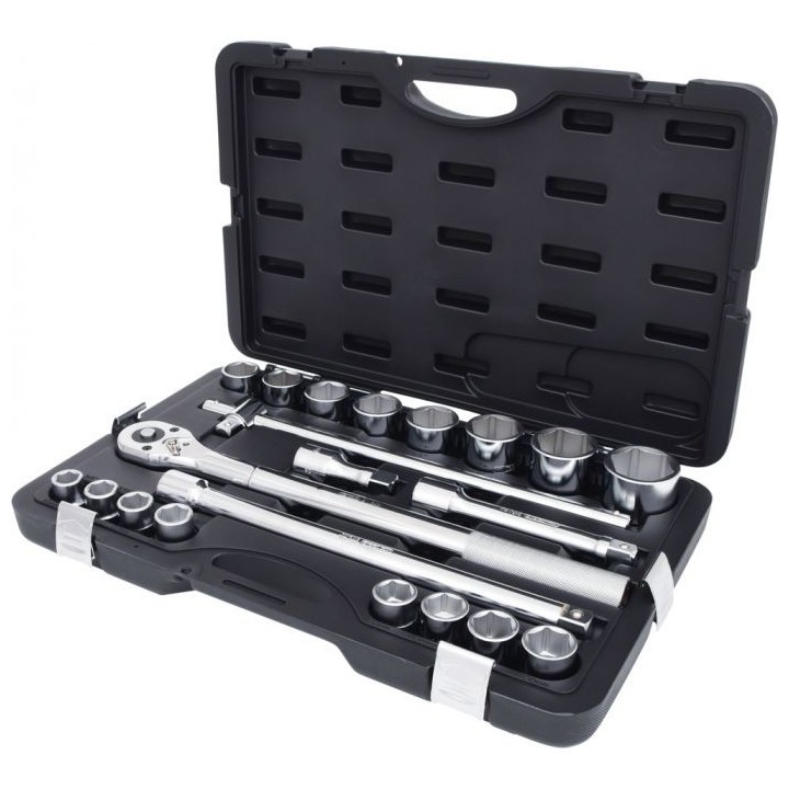 Coffret de douilles 6 pans métriques et accessoires 3/4'', 21 pièces