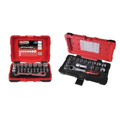 Lot de coffrets de douilles traversantes 1/4'' - 3/8'' - 1/2''