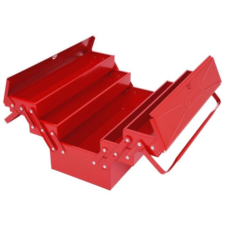 Caisse à outils métallique, 5 compartiments, L.420 mm