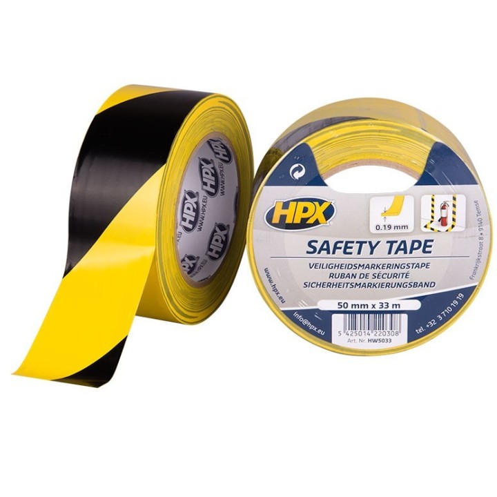 ADHESIF DE SECURITE 50MMX33M JAUNE NOIR