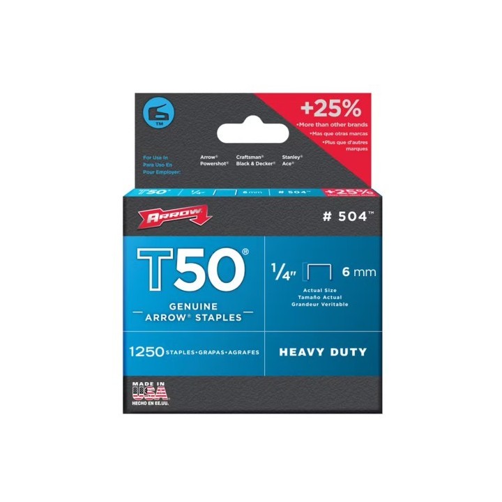 BOITE 1250 AGRAFES T50/6MM REF 504