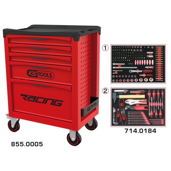 Servante RACING 5 tiroirs équipée de 184 outils
