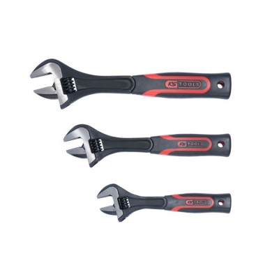 Jeu de 3 clés à molette à manche bi-matière, 8'' - 10'' - 12''