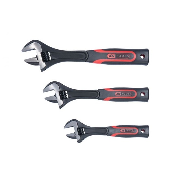Jeu de 3 clés à molette à manche bi-matière, 8'' - 10'' - 12''