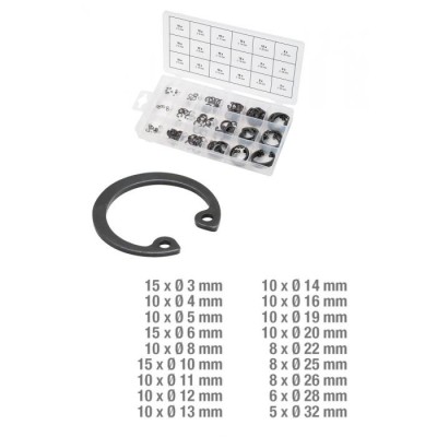 Assortiment de circlips de type interne, 180 pièces