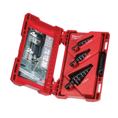SET DE 3 FORET ÉTAGÉS Ø 4 A 12 MM, PAS DE 1 MMØ 4 A 20 MM, PAS DE 2 MMØ 6 A 35 M