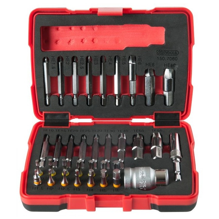 Coffret d'embouts d'extraction pour vis TORX® et 6 pans, 34 pcs