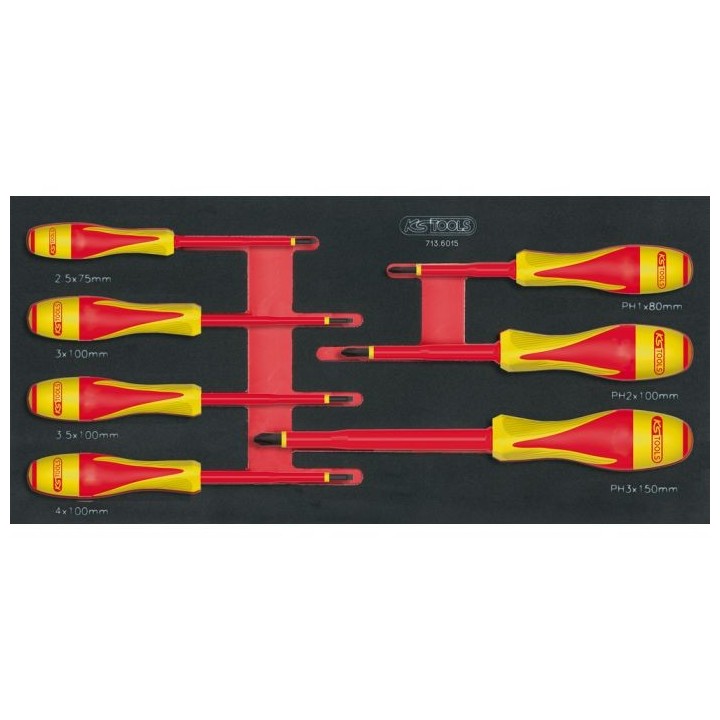 Module de tournevis isolés 1000V ULTIMATE Fente - PHILLIPS®, 7 pièces