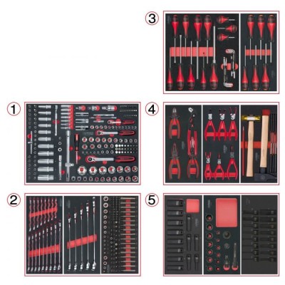 Composition d'outils 5 tiroirs pour servante, 384 pièces