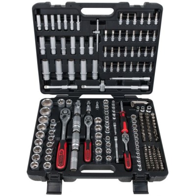 Coffret de douilles et accessoires 1/4 + 3/8 + 1/2, 195 pcs