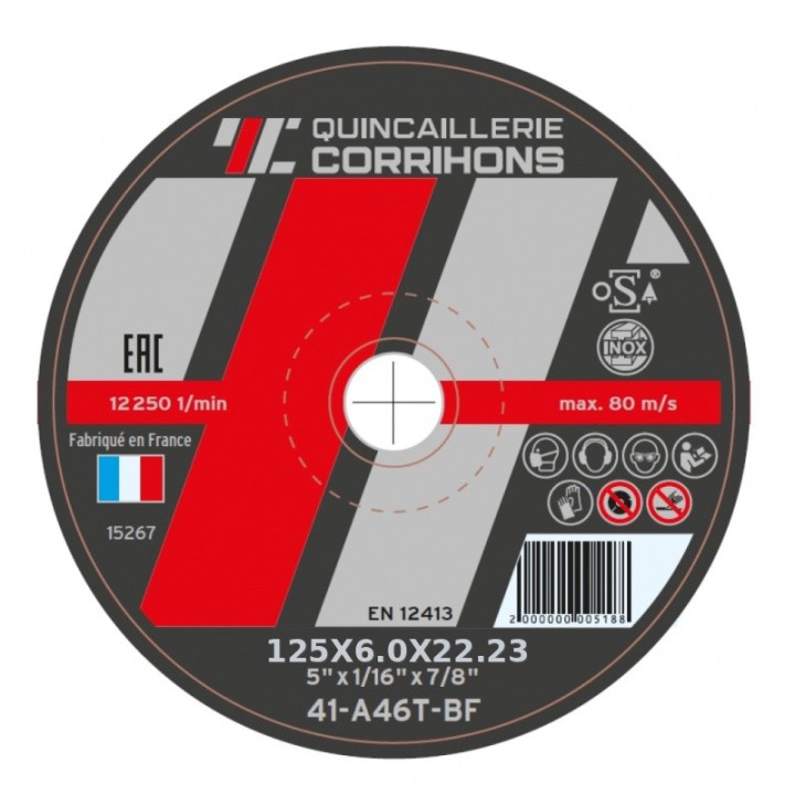 DISQUE EBARDAGE ACIER 125X6.0X22.23