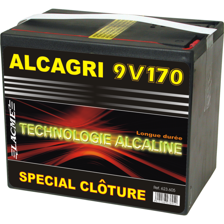 Pile alcaline alcagri 9V/170 Ah, pour clôture électrique