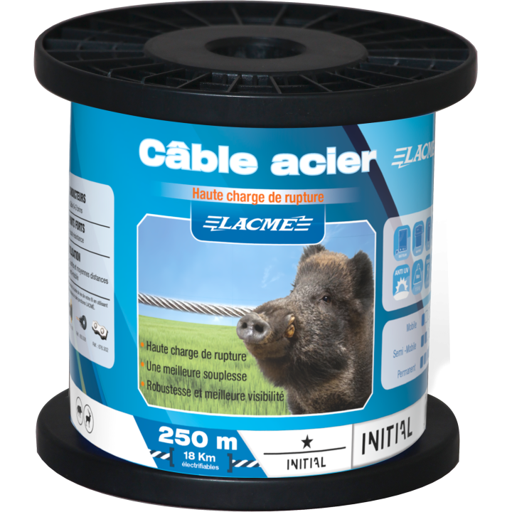 Câble acier Ø1,2 mm,  12 brins, Bobine 250 m