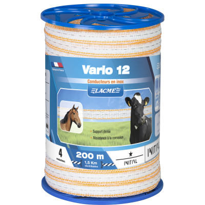 Ruban vario 12 mm, 4 Conducteurs, Bobine 200 m - blanc