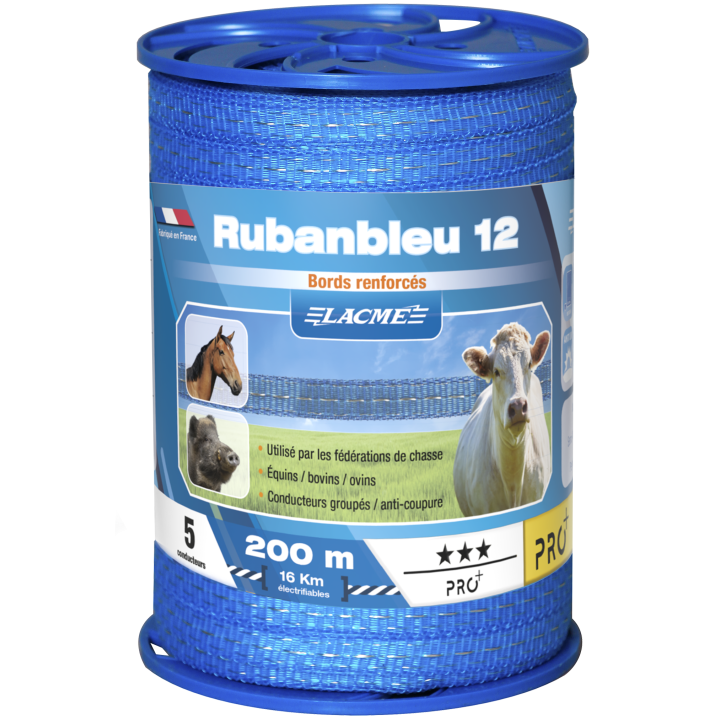 Ruban bleu 12mm, 5 Conducteurs, Bobine 200 m