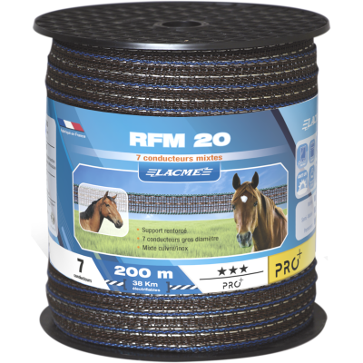 Ruban Renforcé RFM 20 mm, 7 Conducteurs, Bobine 200 m - marron