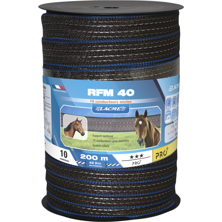 Ruban Renforcé RFM 40 mm, 10 Conducteurs, Bobine 200 m - marron