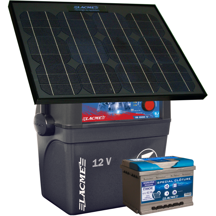 Electrificateur Solaire Secur Sun 33W +Accu 62Ah, 15000 V, 5 J Délivrés
