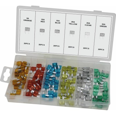 ASSORTIMENT DE 120 MINI FUSIBLES ENFICHABLES