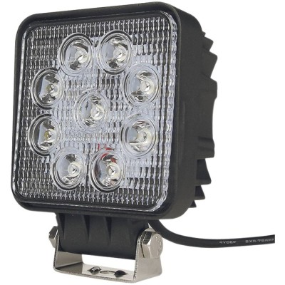 PHARE DE TRAVAIL CARRE 9 LED 27W 1800 LUMENS LONGUE PORTEE