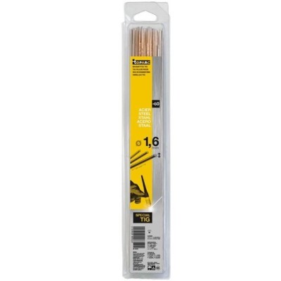 60 Baguettes TIG acier ER70S-6/W3Si1 (0,33 m) Ø 1,6 mm - Blister