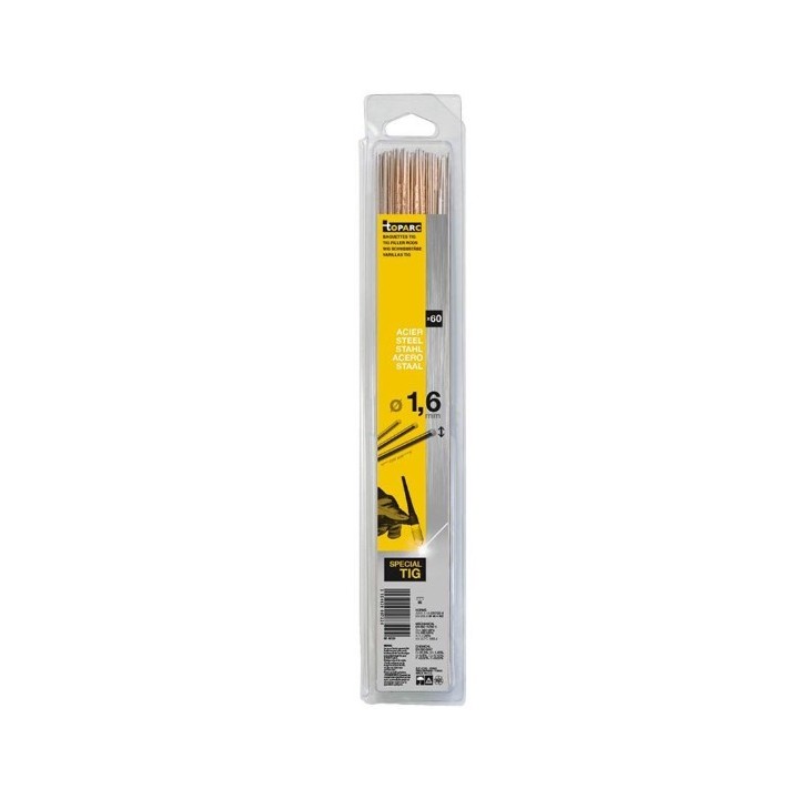 60 Baguettes TIG acier ER70S-6/W3Si1 (0,33 m) Ø 1,6 mm - Blister