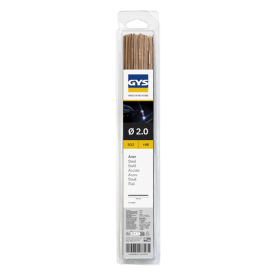 40 Baguettes TIG acier ER70S-6/W3Si1 (0,33 m) Ø 2,0 mm - Blister