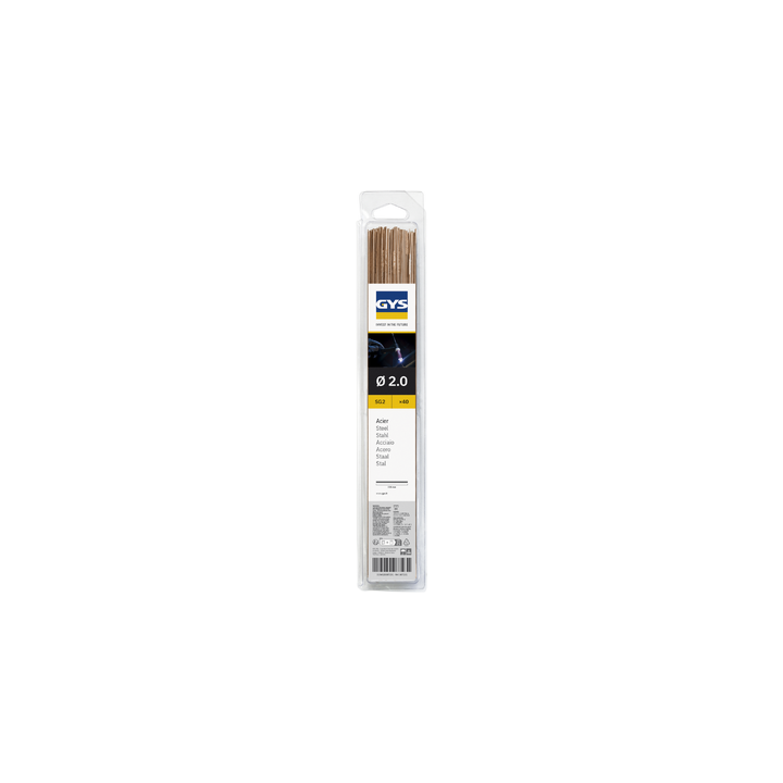 40 Baguettes TIG acier ER70S-6/W3Si1 (0,33 m) Ø 2,0 mm - Blister