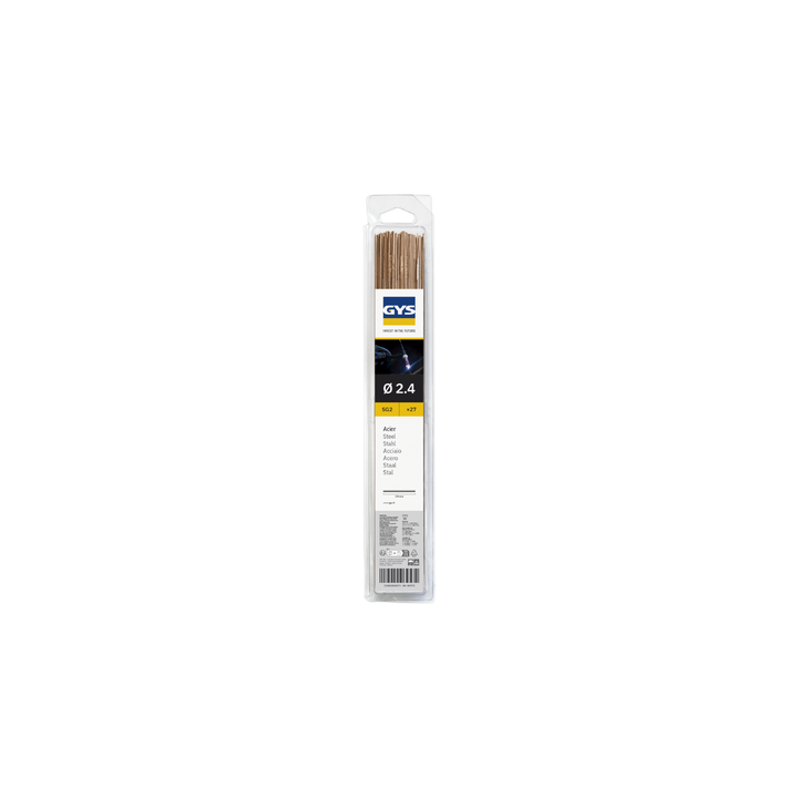 27 Baguettes TIG acier ER70S-6/W3Si1 (0,33 m) Ø 2,4 mm - Blister