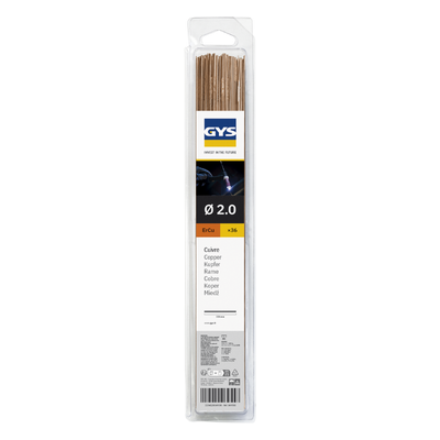 36 Baguettes TIG cuivre ERCu (0,33 m) Ø 2,0 mm - Blister