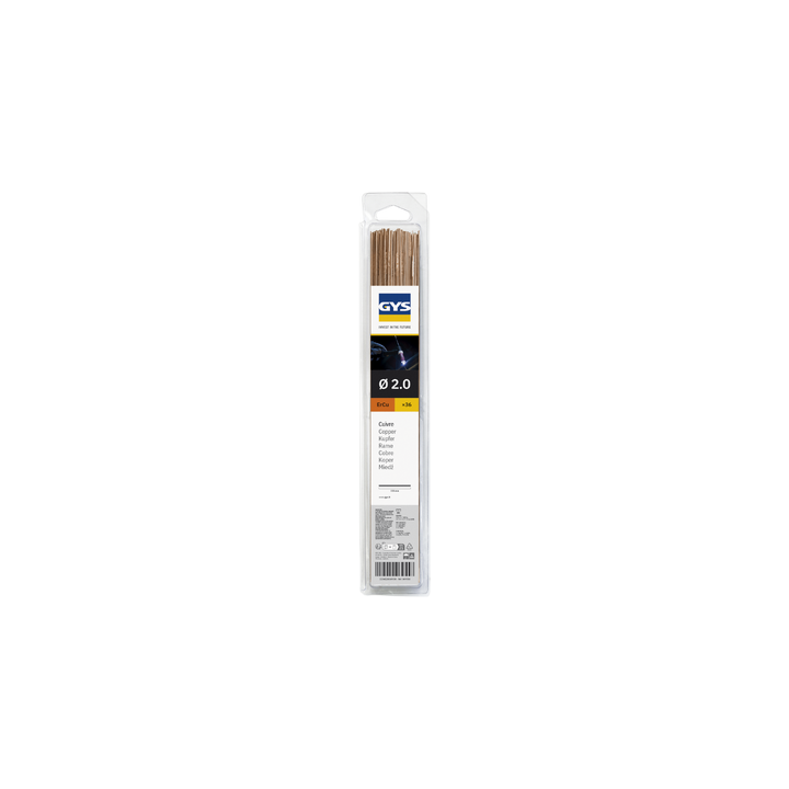 36 Baguettes TIG cuivre ERCu (0,33 m) Ø 2,0 mm - Blister