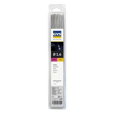 83 Baguettes TIG titane ERTi-2 (0,33 m) Ø 1,6 mm - Blister