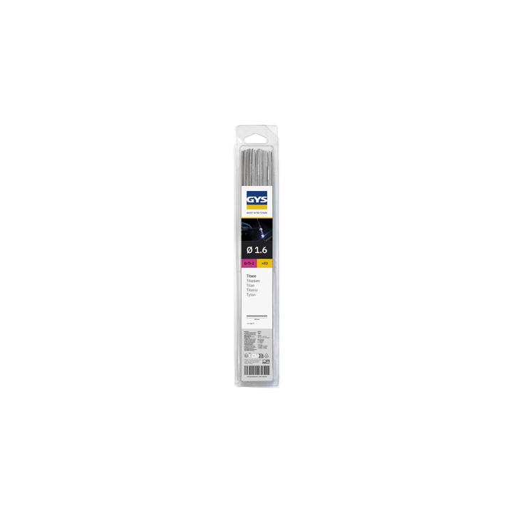 83 Baguettes TIG titane ERTi-2 (0,33 m) Ø 1,6 mm - Blister