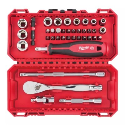 COFFRET 38PCS CLÉS ET DOUILLE À CLIQUET 1/4 COMPATIBLE PACKOUT