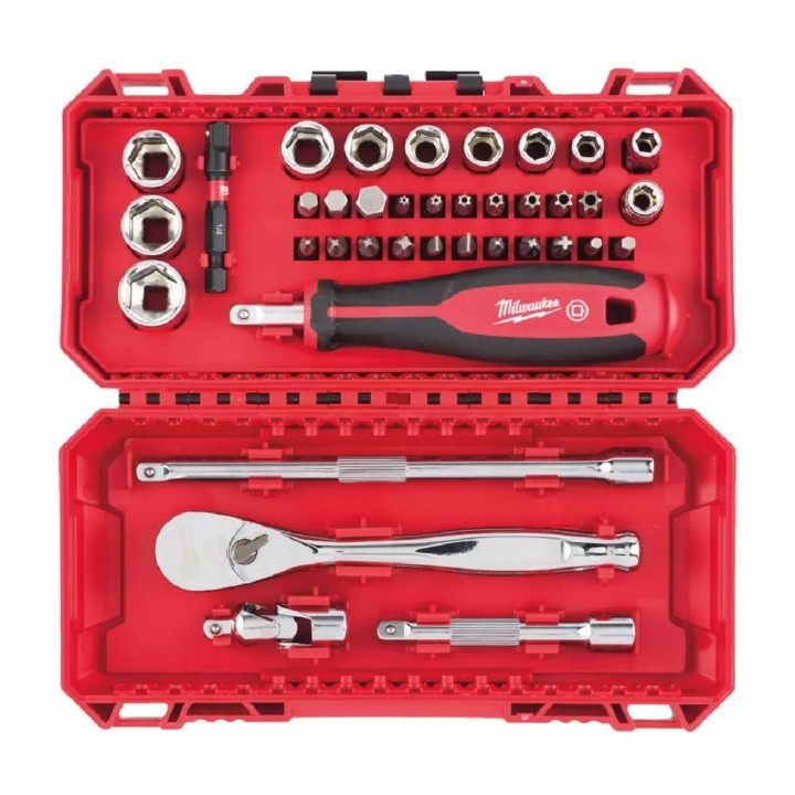 COFFRET 38PCS CLÉS ET DOUILLE À CLIQUET 1/4 COMPATIBLE PACKOUT