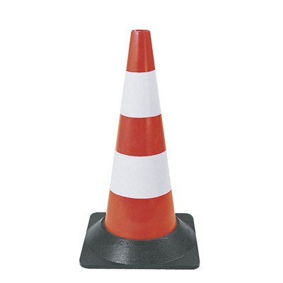 CONE DE SIGNALISATION PLASTIQUE PIED CAOUTCHOUC H. 1 M