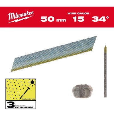 BOÎTE DE 2500 CLOUS G15 50 MM INOX (X1)