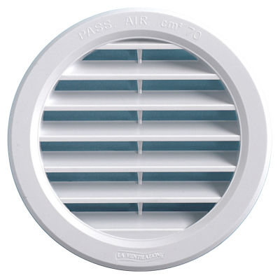 GRILLE RONDE A ENCASTR.AVEC MOUSTIQUAIRE D.125 BLANC-PASS AIR 100CM2