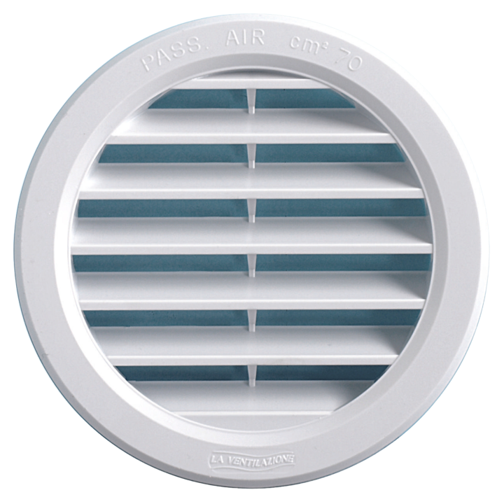 GRILLE RONDE A ENCASTR.AVEC MOUSTIQUAIRE D.125 BLANC-PASS AIR 100CM2