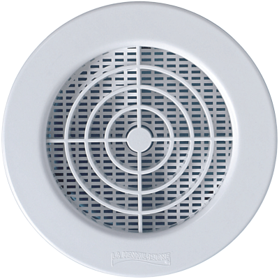 GRILLE RONDE A ENCASTR. AVEC MOUSTIQUAIRE D.160 BLANC-PASS AIR 135CM2