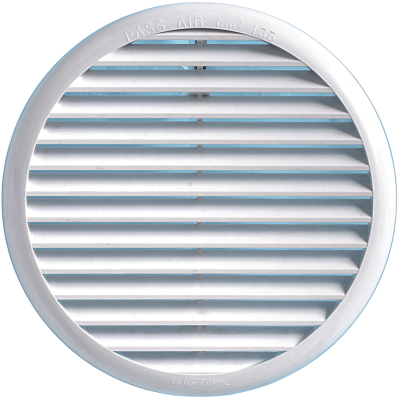 GRILLE RONDE A CLIPSER AVEC MOUSTIQUAIRE D.155 80 125 BLANC-PASS AIR