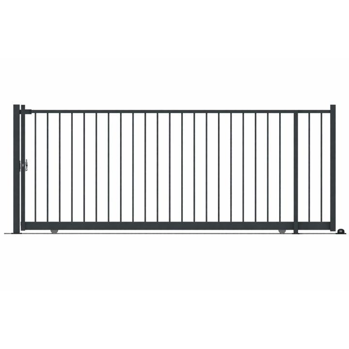 PORTAIL COULISSANT CLASSIC PRO BARREAUDÉ  L. 6M X H. 1,5 M GRIS 7016