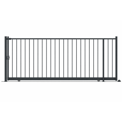 PORTAIL COULISSANT CLASSIC PRO BARREAUDÉ L. 7M X H. 2,0 M GRIS 7016