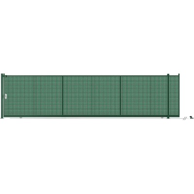 PORTAIL COULISSANT TÔLE PERFORÉE PLUS  L. 5M X H. 1,5 M VERT 6005