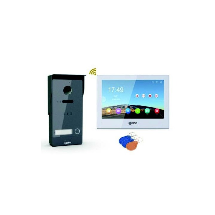 DEA Kit visiophone Platine 1 bouton + Moniteur 8" + 2 Badges