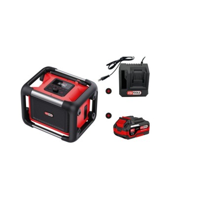 Enceinte de chantier avec batterie 18V 4Ah et chargeur rapide