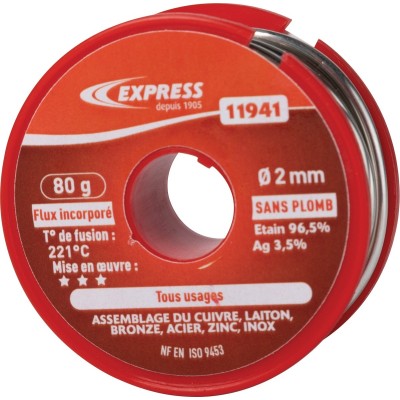 SOUDURE ETAIN POUR ASSEMBLAGE TRAVAUX COURANTS - 80 G - BOBINE Ø 2 MM