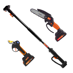 KIT CISEAUX+TRONÇONNEUSE+PERCHE 2 BATTE 21V-2A